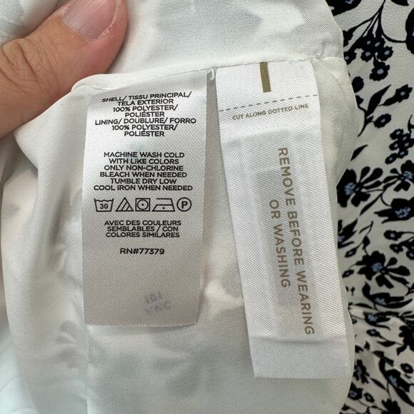 ANN TAYLOR | Petite Black White Floral Midi Dress | Size 2P - Picture 7 of 7